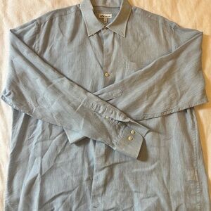 Peter Millar XL Light Blue 100% Linen Shirt | Classic Long Sleeve Button Down